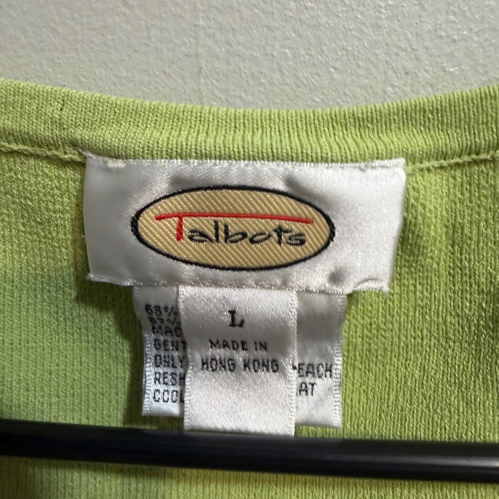 Talbots Womens Lime Green Knit Sleeveless Shell Tank Top Size L Scoop Neck - Picture 4 of 7